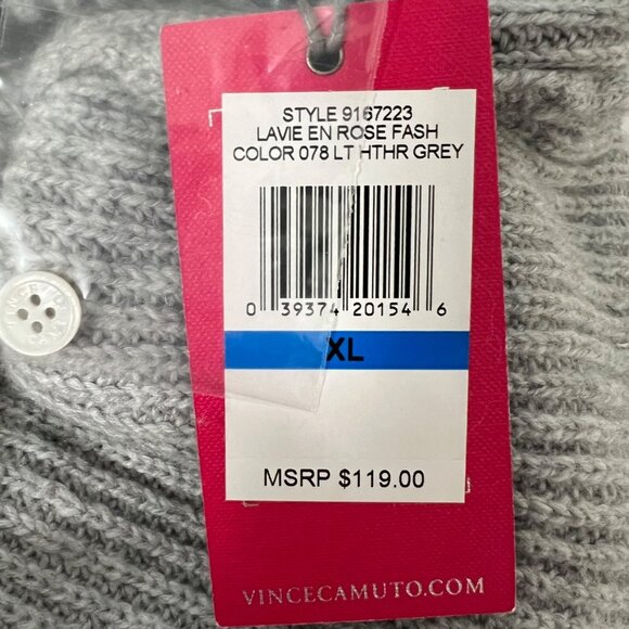 Vince Camuto Womens White Gray Asymmetrical Sweater Blouse Long Sleeve size XL - Picture 11 of 12